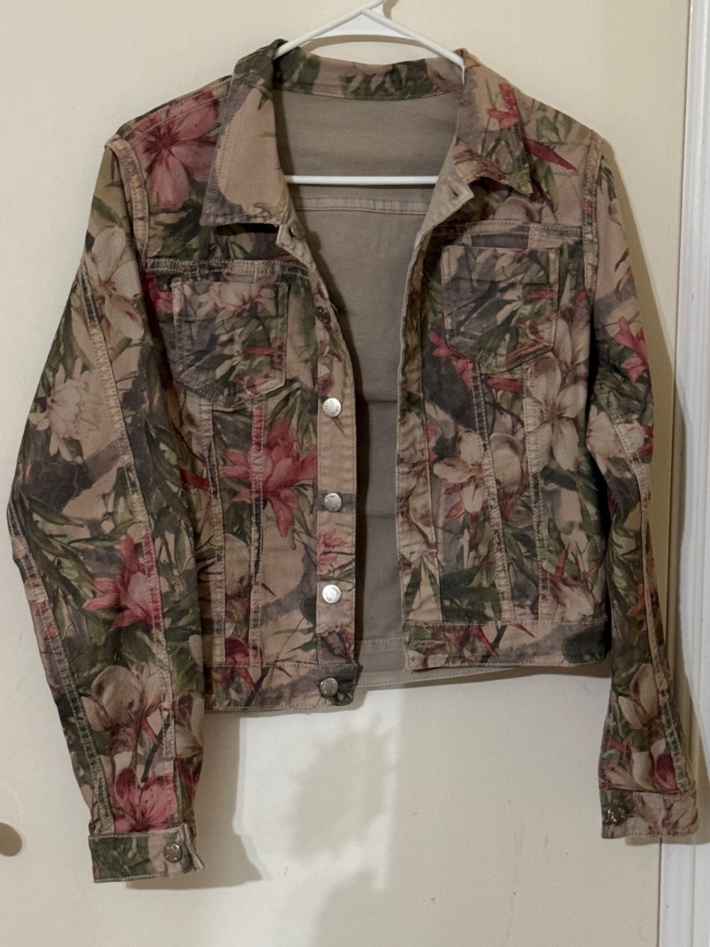 Floral Print Women's Jacket - Reversible Pink & Green